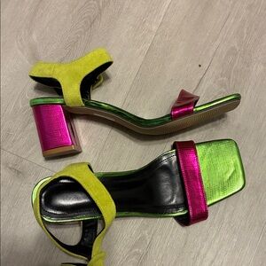 Vibrant Green and Pink Women's Heels